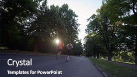  Presentation with math sports - Slide deck having urban sports healthy couple jogging background and a  colored foreground