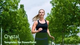  Presentation with urban - PPT layouts with urban-sports-woman-running background and a tawny brown colored foreground