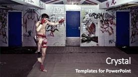  Presentation with graffiti - Cool new PPT layouts with urban street fighter backdrop and a dark gray colored foreground