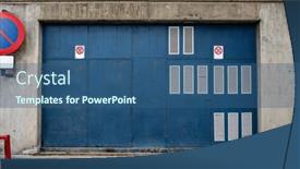  Presentation with wall street - PPT layouts featuring urban-street-with-blue-gates background and a ocean colored foreground