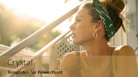  Presentation with urban - Cool new PPT theme with urban-style-attractive-young-woman backdrop and a yellow colored foreground