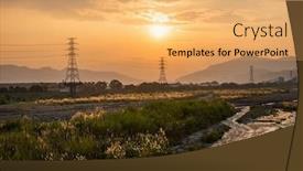  Presentation with electronic - PPT theme enhanced with urban-sunset-scenery-with-electronic background and a yellow colored foreground