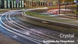  Presentation with traffic - Cool new PPT theme with urban traffic at night with blurred lights trails backdrop and a dark gray colored foreground