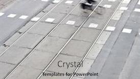  Presentation with rail - Amazing slides having urban traffic concept - city street with a crossing rail motion blurred traffic backdrop and a light gray colored foreground