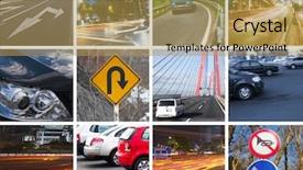  Presentation with traffic - Beautiful presentation theme featuring urban transport - concept of the city traffic backdrop and a  colored foreground
