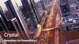  Presentation with dubai - Cool new theme with urban transport - dubai skyline in sunset time backdrop and a tawny brown colored foreground