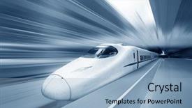  Presentation with urban train - PPT theme with urban transport - fast train with motion blur background and a light blue colored foreground