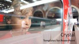  Presentation with urban train - Colorful slide deck enhanced with urban transport - little girl look from train backdrop and a coral colored foreground
