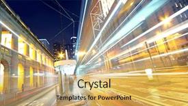  Presentation with traffic light - Theme featuring urban transport - traffic light trails background and a yellow colored foreground