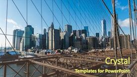  Presentation with brooklyn bridge - PPT theme consisting of urban transport - view of lower manhattan background and a  colored foreground
