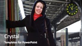  Presentation with young business woman smile show - Beautiful slide deck featuring urban transport - young smiling woman going backdrop and a black colored foreground