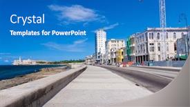 Presentation with urban buildings - Presentation theme with urban-view-of-havana background and a  colored foreground