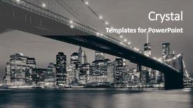  Presentation with brooklyn bridge - Amazing presentation theme having urban view with brooklyn bridge backdrop and a gray colored foreground
