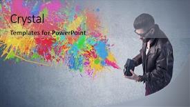  Presentation with paint splatter - Colorful slides enhanced with urban wall with paint splatter backdrop and a light gray colored foreground