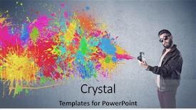  Presentation with paint splatter - PPT theme consisting of urban wall with paint background and a light gray colored foreground
