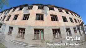  Presentation with central asia - Beautiful presentation theme featuring urban warfare - abandoned soviet military base backdrop and a gray colored foreground
