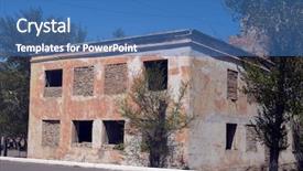  Presentation with central asia - Presentation theme featuring urban warfare - abandoned soviet military base background and a ocean colored foreground