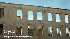  Presentation with central asia - Slides with urban warfare - abandoned soviet military base background and a tawny brown colored foreground