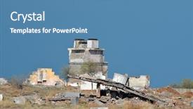  Presentation with central asia - Theme having urban warfare - abandoned soviet military base background and a  colored foreground