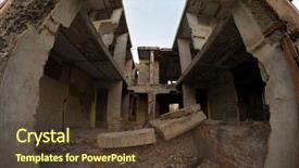  Presentation with central asia - PPT theme consisting of urban warfare - abandoned soviet military base background and a  colored foreground