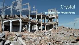  Presentation with central asia - Amazing slide deck having urban warfare - abandoned soviet military base backdrop and a  colored foreground