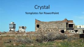  Presentation with central asia - Beautiful PPT layouts featuring urban warfare - abandoned soviet military base backdrop and a  colored foreground