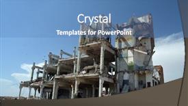  Presentation with central asia - Slide deck with urban warfare - abandoned soviet military base background and a  colored foreground