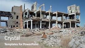  Presentation with central asia - Presentation design featuring urban warfare - abandoned soviet military base background and a gray colored foreground