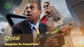  Presentation with war - Presentation theme enhanced with urban warfare - business war game concept businesspeople background and a tawny brown colored foreground