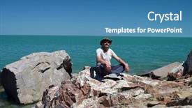  Presentation with rustic lake purple - PPT theme enhanced with urban warfare - tourist near balkhash lake background and a  colored foreground