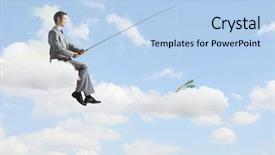 Presentation with cloud - Audience pleasing presentation design consisting of urban water management - businessman sitting on cloud backdrop and a light blue colored foreground