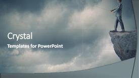  Presentation with fishing - Presentation design consisting of urban water management - businessman sitting on rock background and a  colored foreground