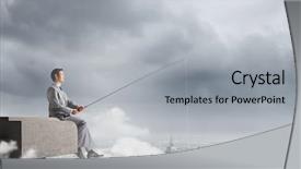  Presentation with businessman standing on mountain top - Presentation design enhanced with urban water management - businessman sitting on top background and a  colored foreground