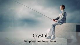  Presentation with building - Beautiful slides featuring urban water management - businessman sitting on top backdrop and a light gray colored foreground