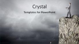  Presentation with fishing - Slide deck with urban water management - businessman standing on rock background and a  colored foreground