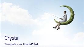  Presentation with moon - Cool new PPT layouts with urban water management - businesswoman fishing with rod backdrop and a sky blue colored foreground