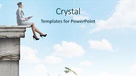  Presentation with fishing - Amazing slide set having urban water management - businesswoman fishing with rod backdrop and a sky blue colored foreground