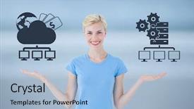  Presentation with servers - Theme enhanced with urban water management - digital composite of woman choosing background and a light blue colored foreground