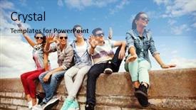  Presentation with teens summer camp - Slides having jovenes - summer holidays and teenage concept background and a light blue colored foreground