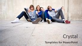  Presentation with teenagers - Audience pleasing slides consisting of teenagers sitting by a wall backdrop and a lemonade colored foreground