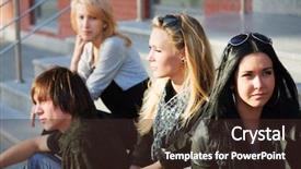  Presentation with young people in the club - Theme enhanced with youth culture - young people relaxing background and a  colored foreground