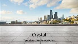  Presentation with seattle - Theme enhanced with urbano - empty marble floor with cityscape background and a light gray colored foreground