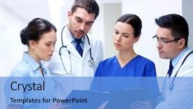  Presentation with health-care - Beautiful slides featuring urgencias - clinic profession people health care backdrop and a  colored foreground