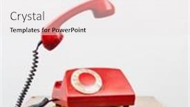  Presentation with old telephone - PPT theme having urgent-call-waiting-classic-red background and a white colored foreground
