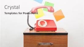  Presentation with old telephone - Audience pleasing theme consisting of urgent-call-waiting-classic-red backdrop and a white colored foreground