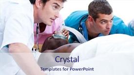  Presentation with urgent care - Presentation theme enhanced with urgent care - concentrated medical team resuscitating background and a sky blue colored foreground