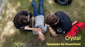  Presentation with emergency medical - Theme enhanced with urgent care - emergency medical team responding background and a tawny brown colored foreground