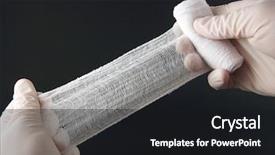  Presentation with urgent care - Theme enhanced with urgent care - gloved hands holding bandage background and a black colored foreground