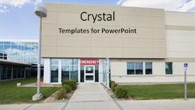  Presentation with emergency - Colorful theme enhanced with urgent care - hospital building with emergency entrance backdrop and a soft green colored foreground