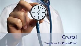  Presentation with urgent care - Colorful presentation theme enhanced with urgent care - male doctor holding stethoscope backdrop and a light blue colored foreground